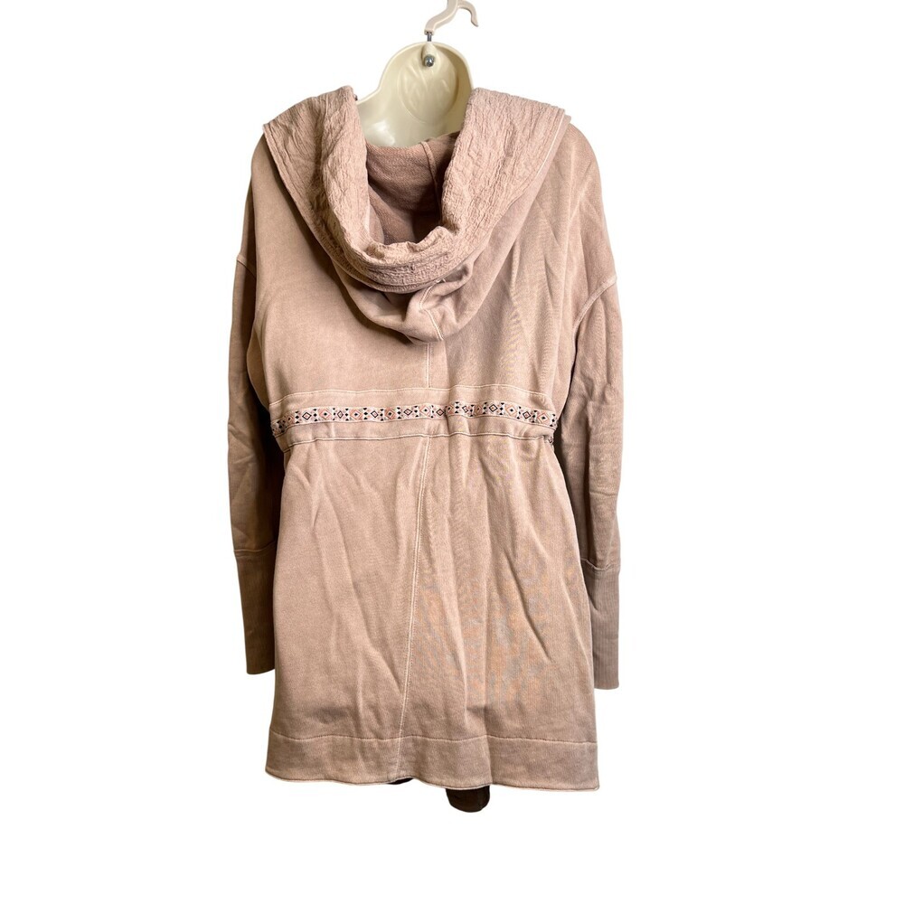 Free People Studio City Cardigan Rose Oversized Size Small Hooded Tie Waist - Picture 8 of 9